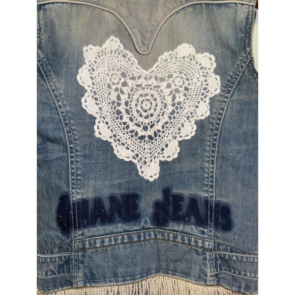 Shane Jeans Denim Embellished Vest Size Small‎ - Picture 7 of 16